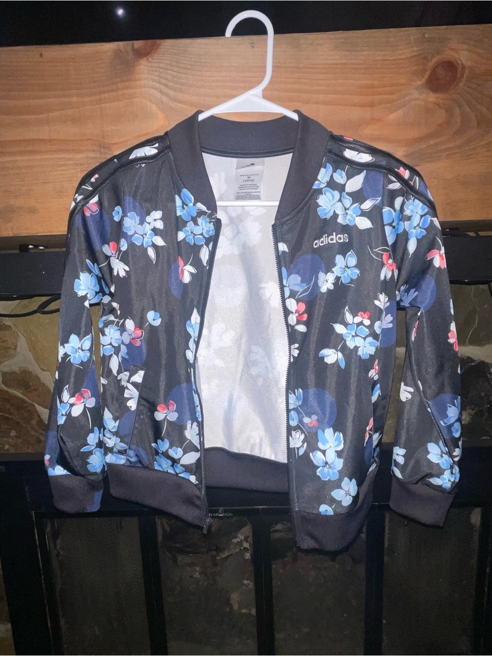 adidas Black Floral Print Girl’s Bomber Jacket